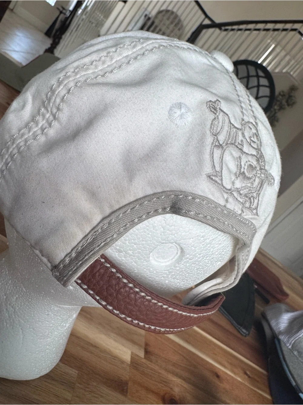 True Religion White Baseball Cap with Brown Brim Patch see photos for details